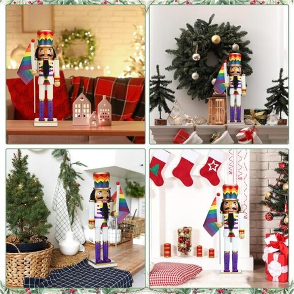 12 Inch Gay Pride Nutcrackers Figures Decor Wooden Christmas Nutcracker Ornament - Picture 6 of 7